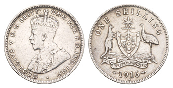 Австралия 1 шиллинг 1916 M, Георг V (1910-1936) KM 26 серебро 4654-945