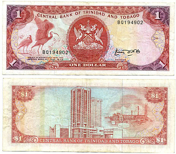 ТРИНИДАД И ТОБАГО 1 ДОЛЛАР 1985 ПОДПИСЬ 4 Pick 36а бумага 7486-39-1-1