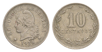 Аргентина 10 сентаво 1928 KM 35 медно-никель 4649-941