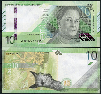 Перу 10 солей 2019 Чабука Гранда, викунья, цветок Аманки Pick 196  бумага  UNC (пресс) 448-107-1