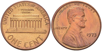США 1 ЦЕНТ 1973 ЛИНКОЛЬН KM 201 медь цинк 4519-526