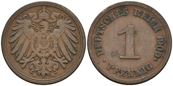 Германия 1 пфенниг 1900 E KM 10, J. 10 медь 4567-1143