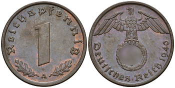 Германия 1 рейхспфенниг 1940 A KM 89, J. 361 бронза 4147-1225