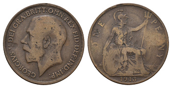 Великобритания 1 пенни 1913 Георг V (1910-1936) KM 810, Spink 4051 бронза 4680-846