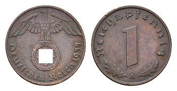 Германия 1 рейхспфенниг 1937 A KM 89, J. 361 бронза 4649-527