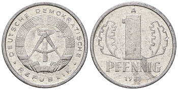 ГДР 1 пфенниг 1986 А KM 8.2 алюминий 4651-144