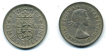 Великобритания 1 шиллинг 1963 Елизавета II (1952-2022), Английский герб KM 904, Spink 4147 медно-никель 4110-933