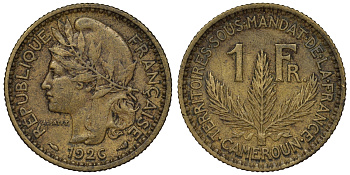 Французский Камерун 1 франк 1926 (а), монетный двор Париж KM 2 алюминиевая бронза 4681-114