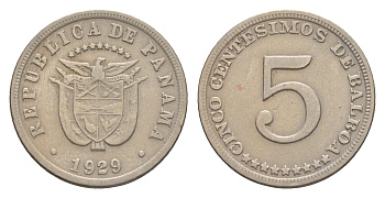 Панама 5 сентесимо 1929 тираж 500.000 экземпляров KM 9 медно-никель 4643-1262