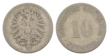 Германия 10 пфеннигов 1874 G, Вильгельм I (1871-1888) KM 4, J. 4 медно-никель 4640-212