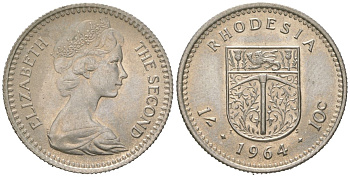 Родезия 1 шиллинг 1964 Елизавета II (1952-2022) KM 2 медно-никель UNC 4616-133