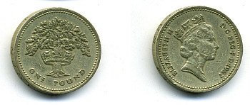 Великобритания 1 фунт 1987 Елизавета II (1952-2022) KM 948, Spink 4333 никель латунь 57-216