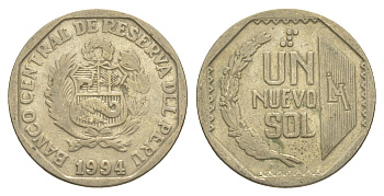 Перу 1 соль 1994 KM 308 медно-никель 4638-321