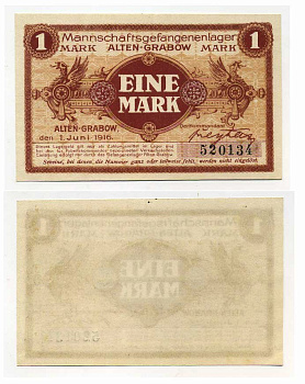 Германия 1 марка 1916 Альтенграбов, лагерь военнопленных C-2658 бумага UNC (пресс) 504-63-3-1
