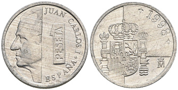 Испания 1 песета 1998 M, Хуан Карлос I (1975-2014) KM 832 алюминий 4602-1169