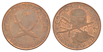 Германия игровой жетон в 10 пиратских фунтов - мечи ND диаметр 29 мм, вес 7,9 гр сталь плакированная медью 4171-1145