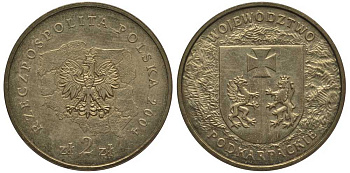 Польша 2 злотых 2004 MW, серия польские воеводства, Подкарпатское воеводство KM 490 нордик 114-124