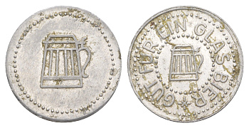 Германия жетон в 1 "стакан пива" ND диаметр 24 мм, вес 1,1 гр алюминий 4638-813