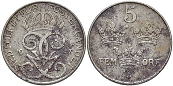 Швеция 5 эре 1947 Густав V (1907-1950) KM 812 железо 115-926