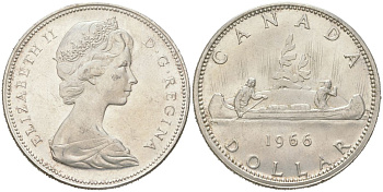 Канада 1 доллар 1966 KM 64.1 серебро 107-1114