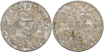 США рекламный жетон 1970 топ лучших футболистов МИРА, Вим Ван Ханегем, диаметр 30 мм. алюминий 97-1245