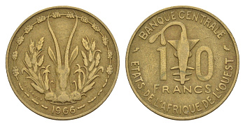 Западная Африка (BCEAO) 10 франков 1966 KM 1a медь алюминий никель 4656-831