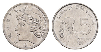 Бразилия 5 сентаво 1975 ФАО - Зебу KM 587 нержавеющая сталь UNC 4655-1057
