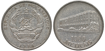 Мозамбик 1000 метикалей 1994 KM 122 никелированная сталь 4162-724