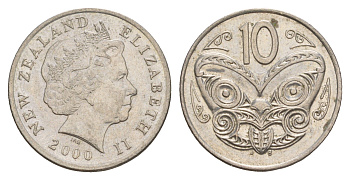 Новая Зеландия 10 центов 2000 KM 117 медно-никель 4182-246