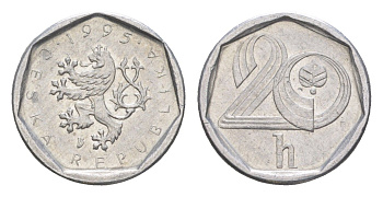 Чехия 20 геллеров 1995 KM 2.1 алюминий 4392-266