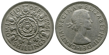 Великобритания 2 шиллинга (флорин) 1962 Елизавета II (1952-2022) KM 906, Spink 4146 медно-никель 4382-332