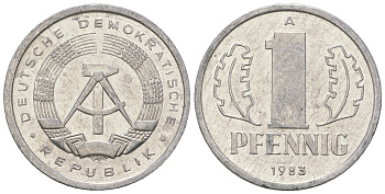 ГДР 1 пфенниг 1983 А KM 8.2 алюминий 4623-447