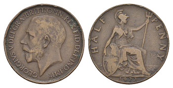 Великобритания 1/2 пенни 1922 Георг V (1910-1936) KM 809, Spink 4056 бронза 4642-431