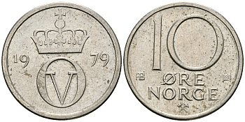 НОРВЕГИЯ 10 ЭРЕ 1979 KM 416 медно-никель 84-361