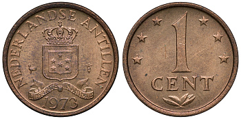 Нидерландские Антилы 1 цент 1973 Юлиана (1948-1980) KM 8 бронза UNC 4118-437
