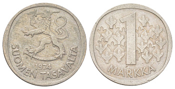 Финляндия 1 марка 1974 KM 49a медно-никель 4628-1047