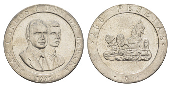 Испания 200 песет 1990 M, Хуан Карлос I (1975-2014) KM 855 медно-никель aUNC 4605-815