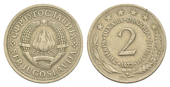Югославия 2 динара 1972 KM 57 медь цинк никель 4529-741