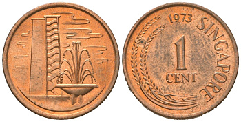 Сингапур 1 цент 1973 KM 1 бронза aUNC 4380-1017