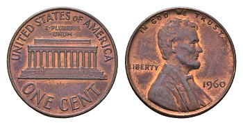 США 1 цент 1960 Авраам Линкольн KM 201 медь цинк 4674-462