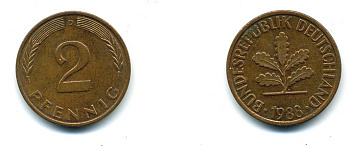 ФРГ 2 ПФЕННИГА 1998 D KM 106a, J.381a сталь плакированная сталь плакированная медьюю 59-1415