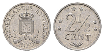 Нидерландские Антильские острова (Нидерландские Антилы) 2 1/2 цента 1979 Юлиана (1948-1980) KM 9a алюминий UNC 4627-666