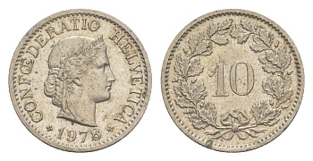 Швейцария 10 раппенов 1978 KM 27 медно-никель 4625-658