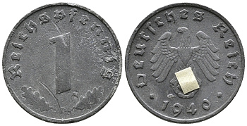 ГЕРМАНИЯ 1 РЕЙХСПФЕННИГ 1940 D KM 97, J. 369 цинк 39-1158