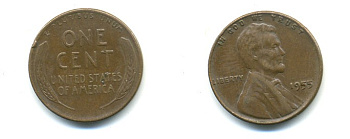 США 1 ЦЕНТ 1955 ЛИНКОЛЬН KM А132 медь цинк 76-358