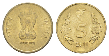 Индия 5 рупий 2011 KM 399 никель латунь 4650-1217