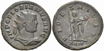 Римская Империя аврелианиан 276 Флориан FIDES MILIT Рим Good Very fine (степень редкости R2) RIC 30 бронза 1073-17-65