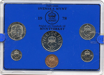 Швеция набор монетного двора из 6 монет 1978 в пластике Карл XVI Густав (1973- ) KM MS8 UNC 7-5-7-196