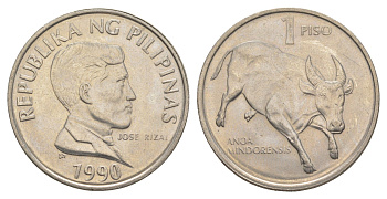 Филиппины 1 писо 1990 KM 243.1 медно-никель UNC 4635-1117
