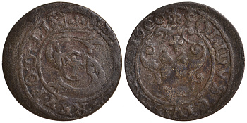 Рига 1 шиллинг (шеляг) 1600 Сигизмунд III (1587-1632) KM 5, Srm 3027 серебро 1527-534